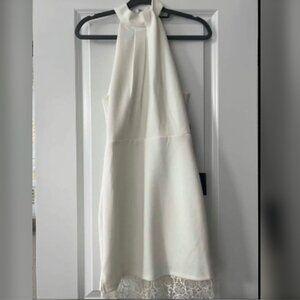 High Neck White Bodycon Dress